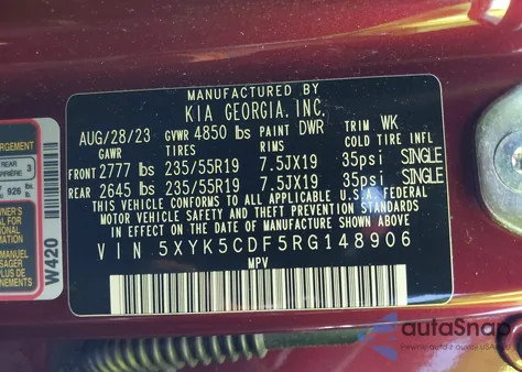 2024 Kia Sportage Sx-Prestige z USA, uszkodzony, nr VIN 5XYK5CDF5RG148906